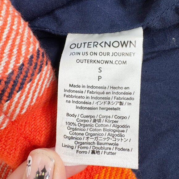 Outerknown Blanket Shirt Jacket Flame Mav Orange Red Plaid Size Small - Picture 10 of 14